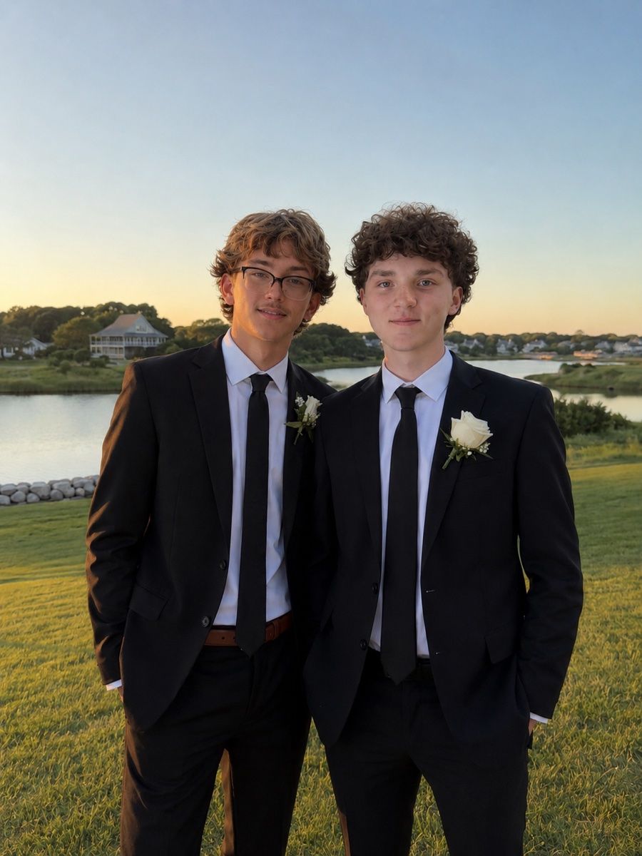 Pryce Lindholm and Pierce Johnson on Cape Cod
